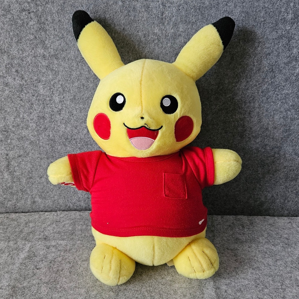 Pokemon Pikachu Build-A-Bear Workshop Plush with Red Pocket Shirt 2021 15 Inch